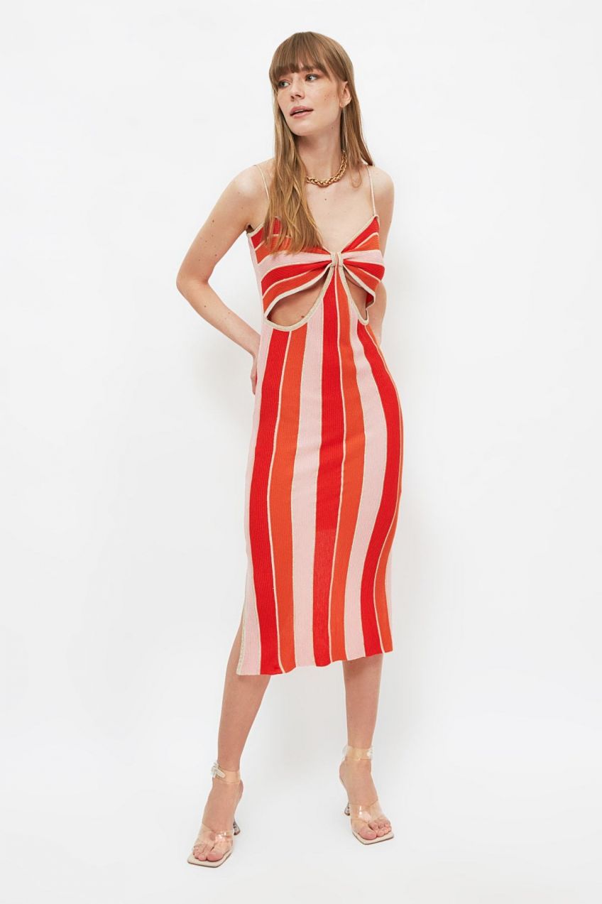 Trendyol Multi Color Cutout detailné pletené šaty