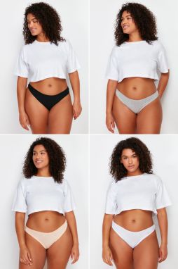 Trendyol Curve 2 White - 2 Skin - 1 Grey - 2 Black Packaged Cotton Plus Size Panties