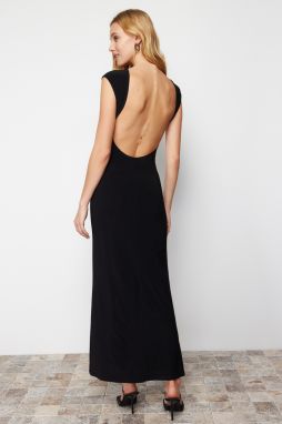 Trendyol Black Backless Fitted Maxi Flexible Knitted Maxi Pencil Dress