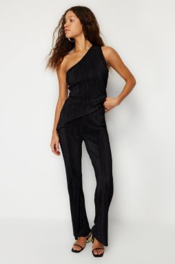Trendyol Black Pleat Lined Stretchy Knitted Trousers
