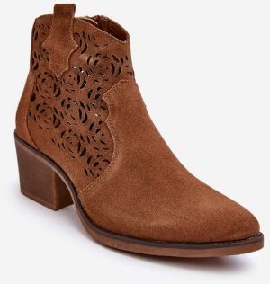 Suede Openwork D&A Camel Cowboy Boots