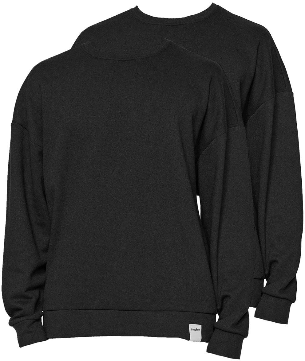 Trendyol 2-dielna sada čiernych a sivých základných oversize/široko strihaných fleece mikín s etiketou
