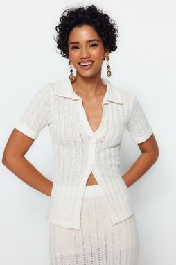 Trendyol Ecru Fitted Knitted Shirt