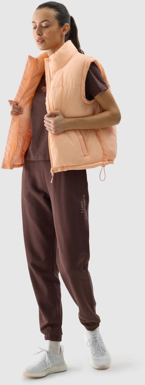 Women's down vest with 4F synthetic down filling - orange