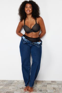 Trendyol Curve Black Striped Underwear Set