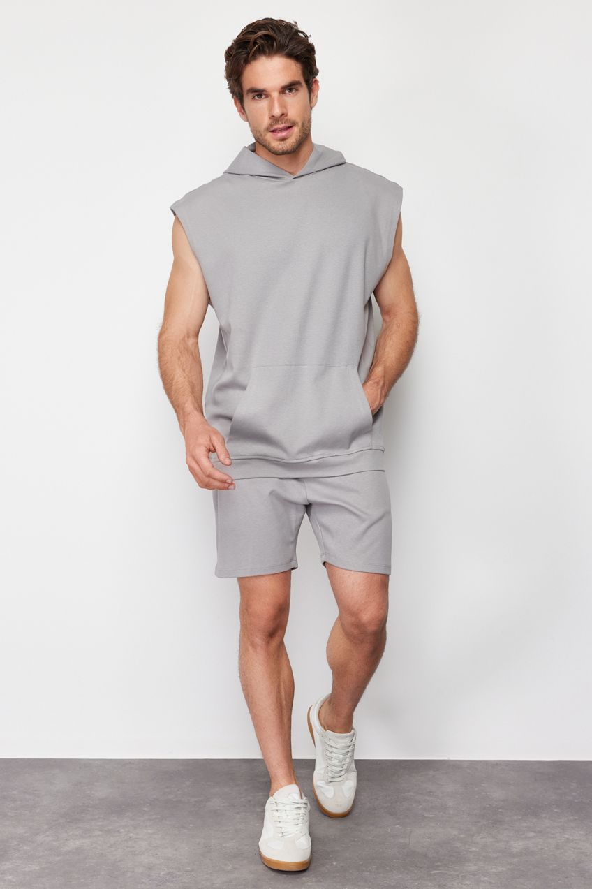 Trendyol Gray Oversize Hooded Sleeveless Sweatshirt Undershirt