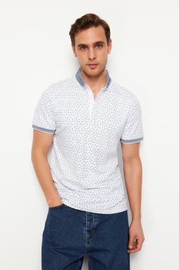 Trendyol White Regular/Normal Cut Patterned Polo Neck T-shirt