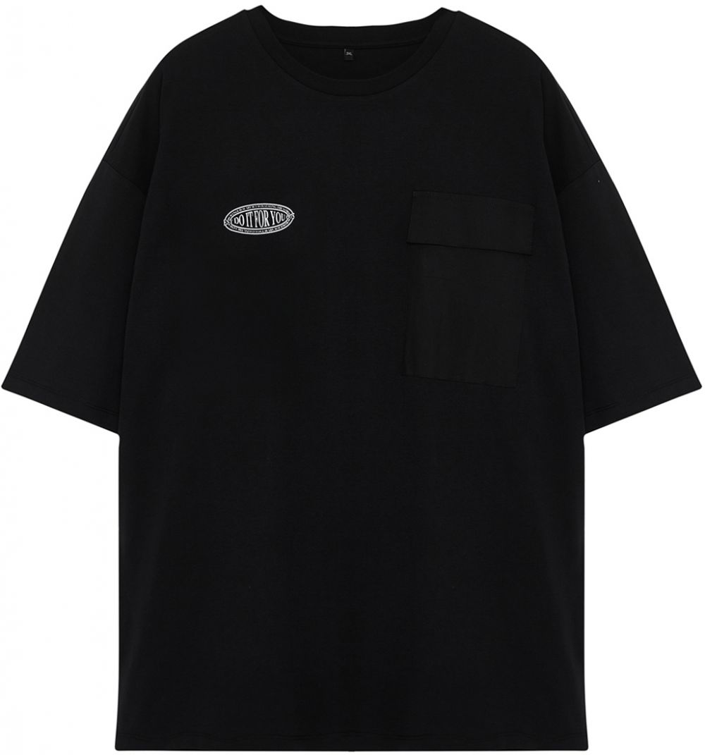 Trendyol Large Size Black Oversize Pocket Detailed Printed 100% T-Shirt