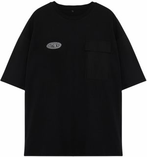 Trendyol Large Size Black Oversize Pocket Detailed Printed 100% T-Shirt
