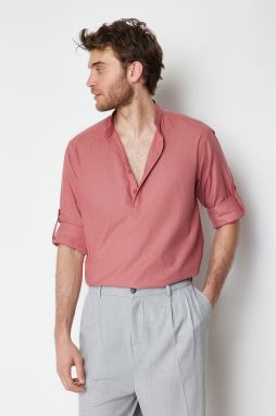 Trendyol Dusty Rose Magister Collar Regular Fit Sleeves Shirt with Epaulettes