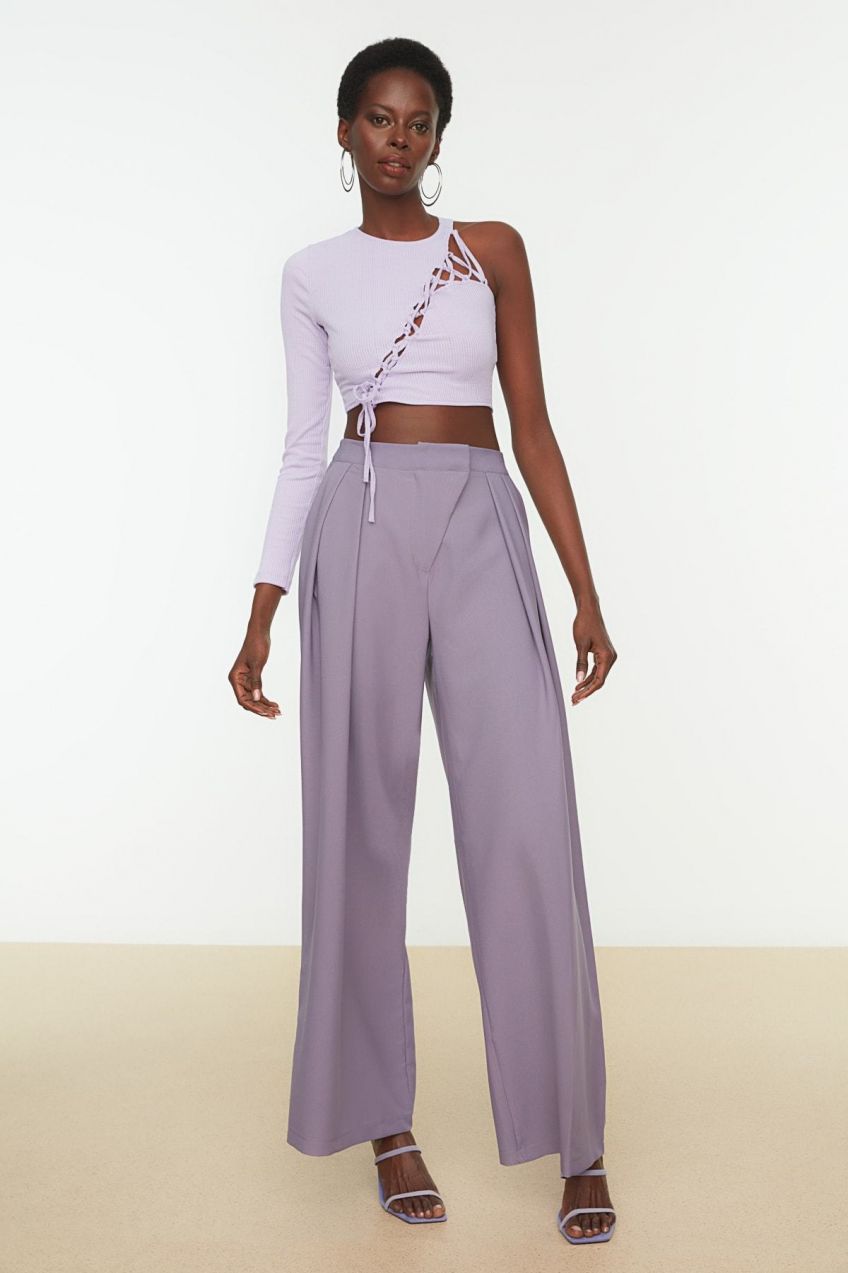 Trendyol Lila Golier Detailné Pletený Bustier