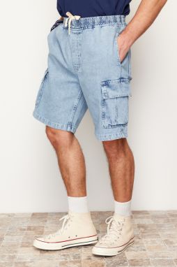 Trendyol Blue Regular Fit Cargo Pocket Elastic Waist Jeans