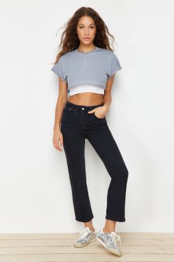 Trendyol Black High Waist Comfort rovné džínsy