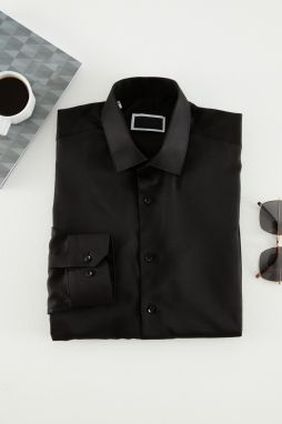 Trendyol čierna slim fit elegantná košeľa