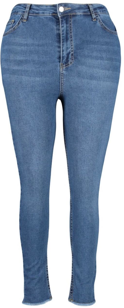 Trendyol Curve Blue Rise vrecko do pása detailné flexibilné úzke džínsy
