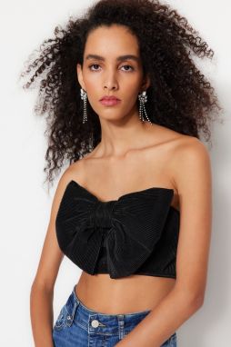 Trendyol Čierny Pletený Textúrovaný Bustier