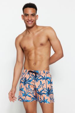 Trendyol Oranžové Plavky Štandardnej Veľkosti s Tropickou Potlačou