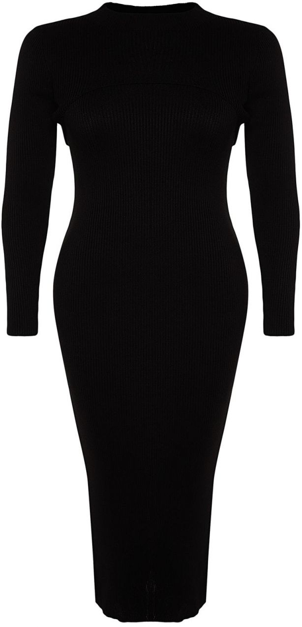Trendyol Curve Čierne pásové detailné svetrové šaty