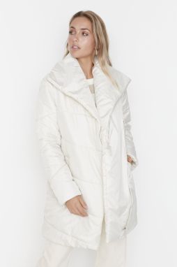 Trendyol Ecru oversized šál golier nafúknutý kabát