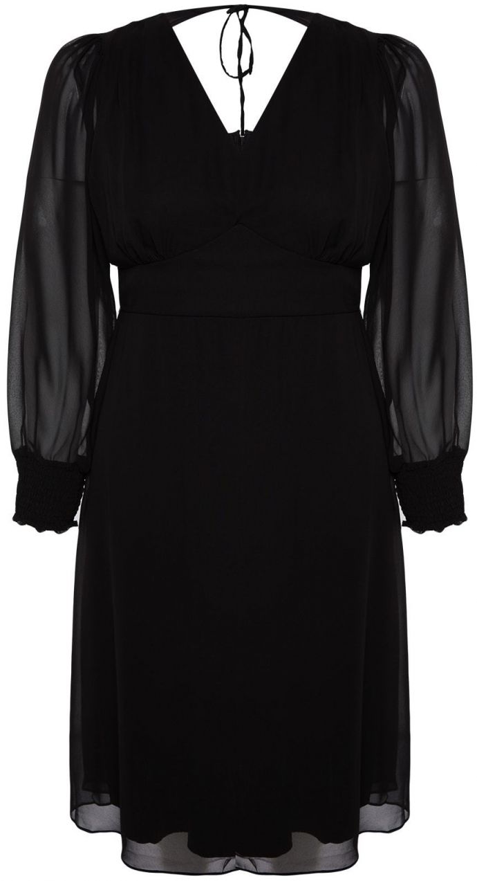 Trendyol Curve Black Slit detailné áčkové tkané šaty