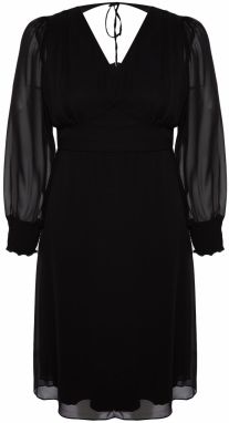 Trendyol Curve Black Slit detailné áčkové tkané šaty