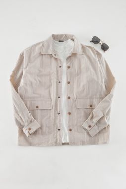 Trendyol Stone Oversize Fit Snap Closure Technical Fabric Parachute Limited Edition Shirt