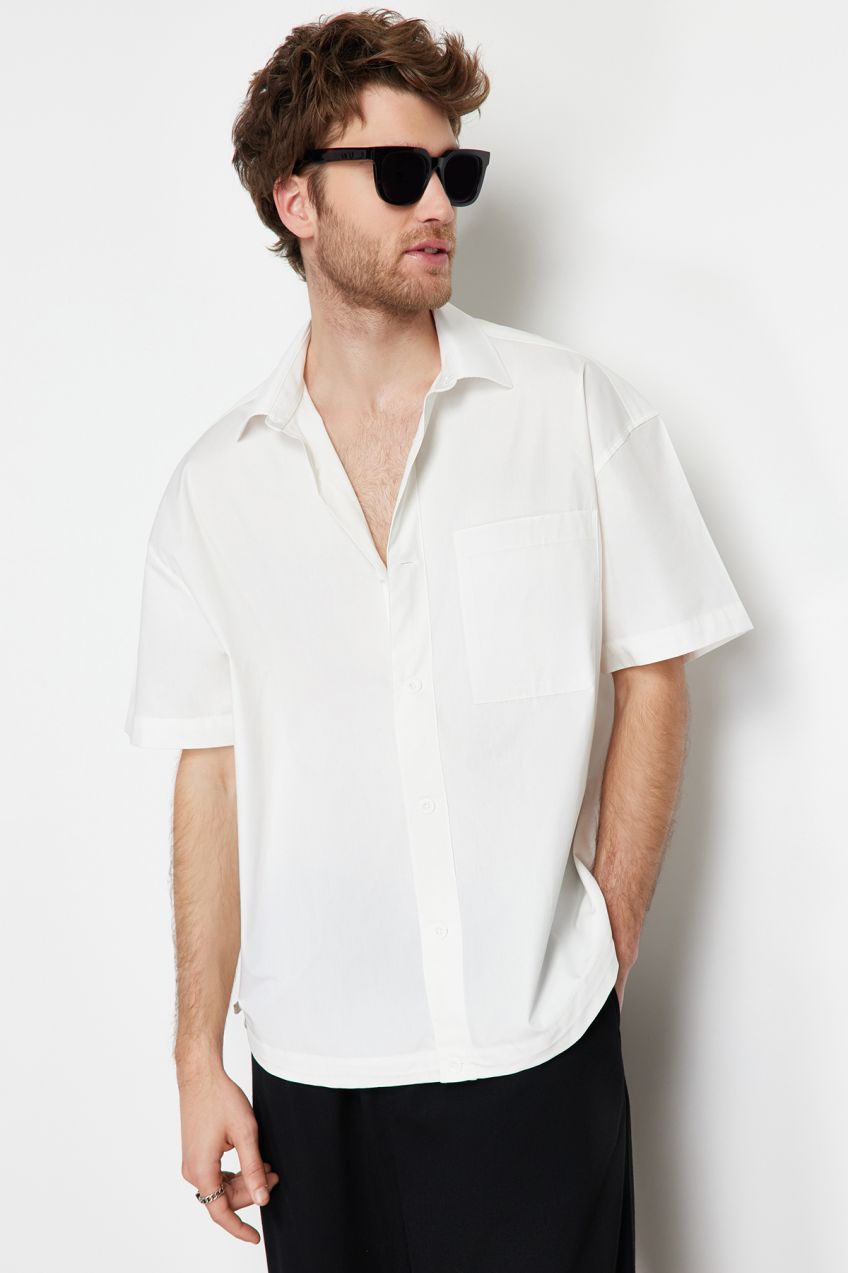 Trendyol White Oversize Fit Shirt with Hem Stopper Accessory
