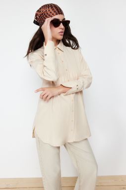 Trendyol Ecru Cuff Detailed Woven Shirt