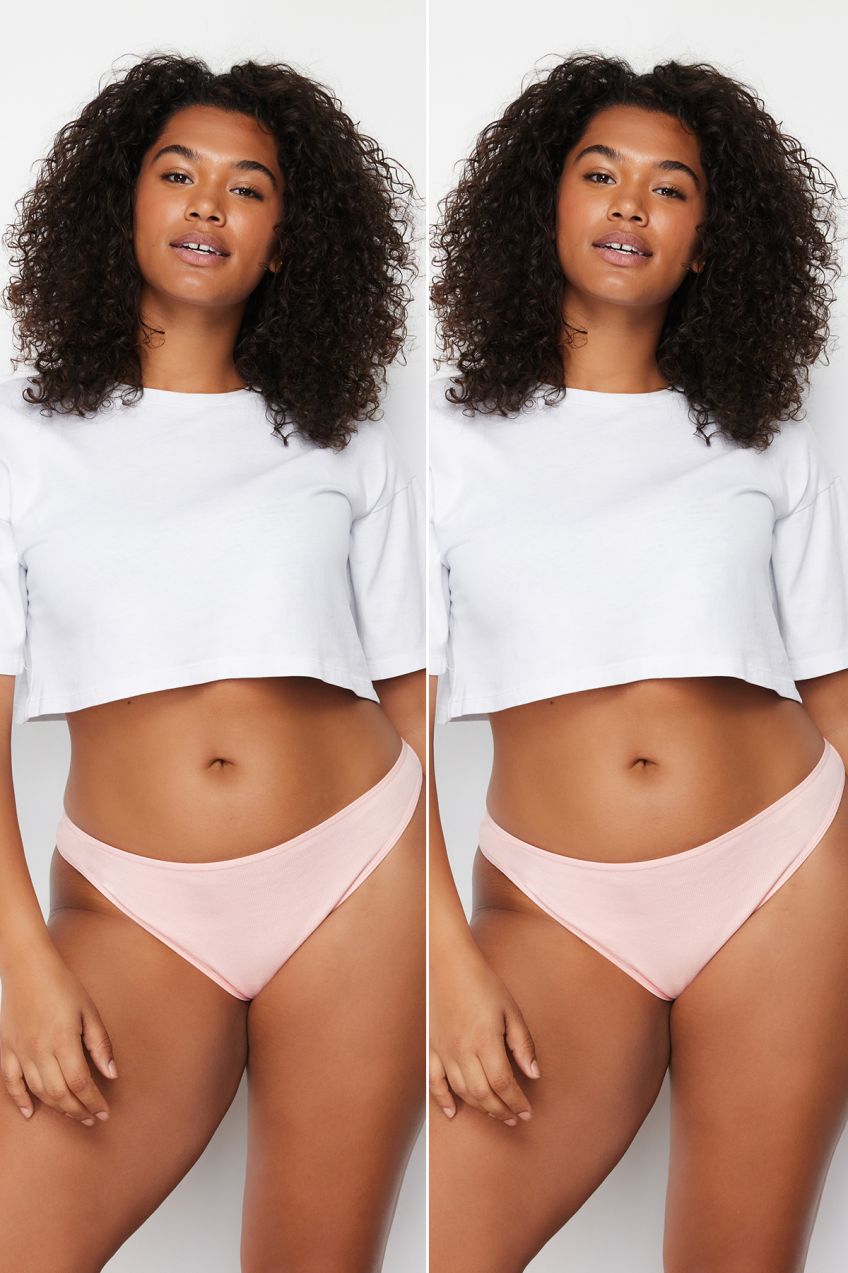 Trendyol Curve Lilac-Pink 2-Pack Cotton Plus Size Panties