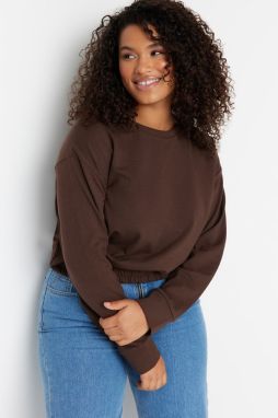 Trendyol Curve Hnedá Elastická Pásová Tenká Pletená Crop Mikina