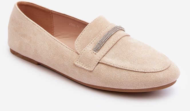 Beige women's eco-suede loafers Ladite