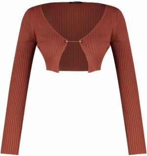 Trendyol Brown Crop Knitwear Cardigan