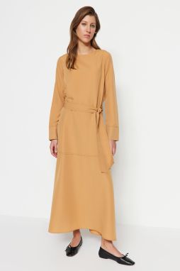 Trendyol Camel Belted Detail širokého manžetového tkania