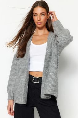 Trendyol Gray Strieborné pletené Sveter