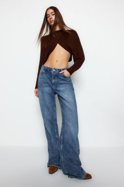 Trendyol hnedý crop pletený sveter