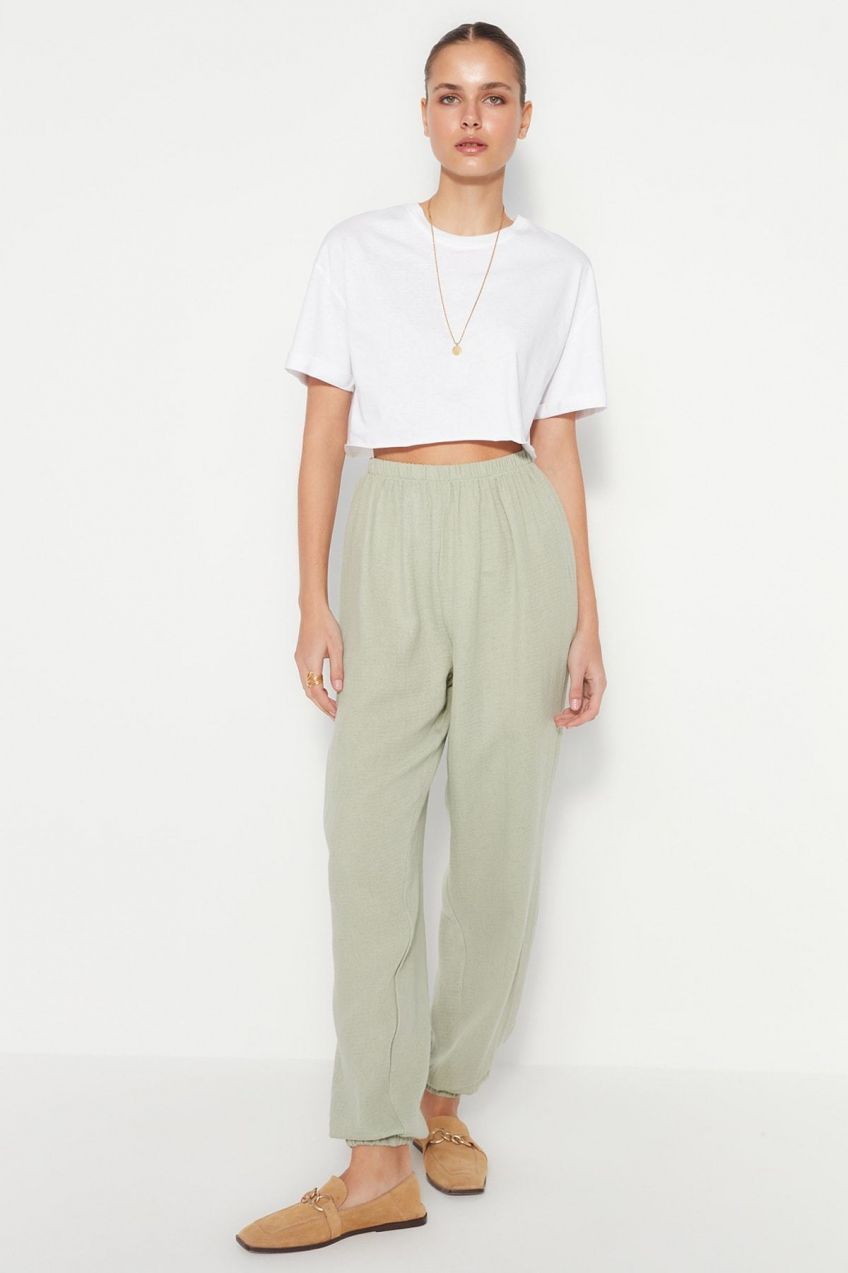 Trendyol Khaki Jogger Woven Muslin Woven Trousers