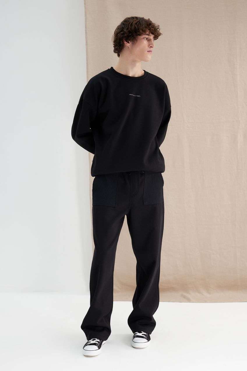 Trendyol Black Oversize/Wide Cut Pocket Textured Sweatpants