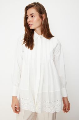 Trendyol Ecru Brode Detail Cotton Woven Shirt