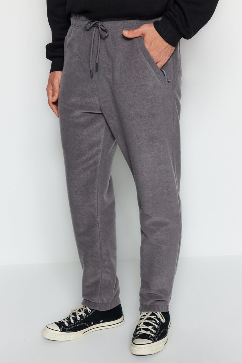 Trendyol Pánske Údené Teplé Hrubé Fleece Gumené Nohavice s Bežným/Normálnym Strihom