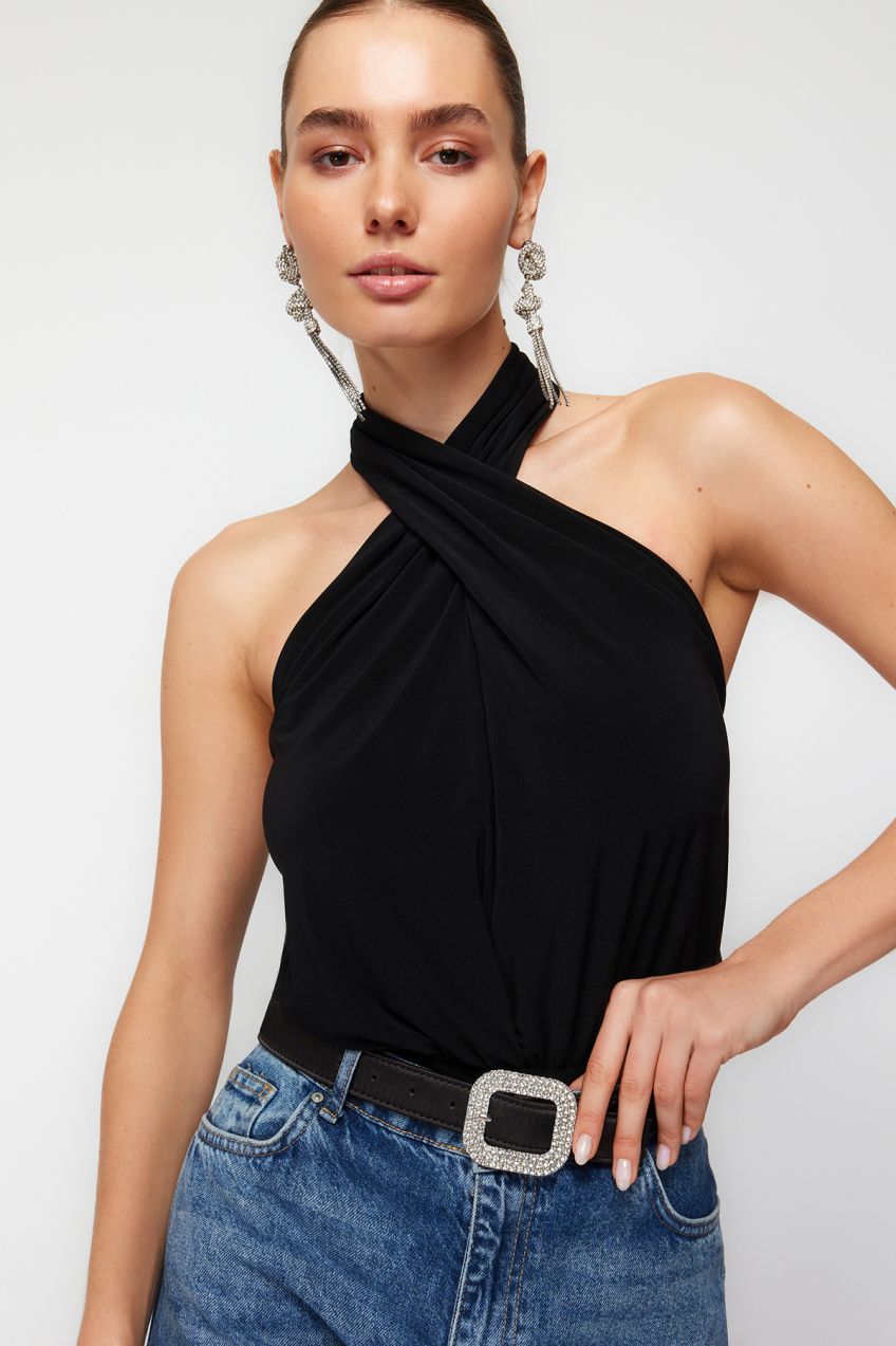 Trendyol Black Barter Neck Knitted Bodysuit