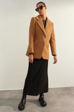 Trendyol Camel Limited Edition Regular Lined Tkané Sako