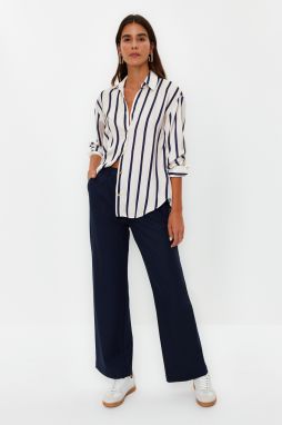 Trendyol Navy Blue Straight / Straight Cut Elastic Waist Woven Trousers