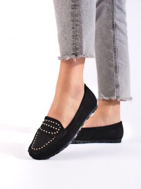 Shelvt Women's suede black loafers