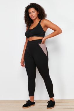 Trendyol Curve Black Color Block Ribbed Knitted Sports Leggings