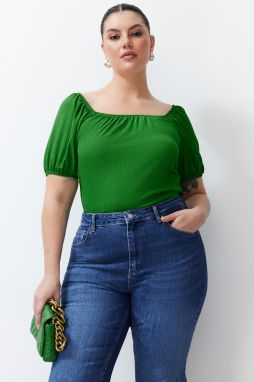 Trendyol Curve Green Gathered Detailed Knitted Blouse