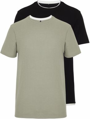 Trendyol Black-Mint Regular Cut 2-Pack Textured 100% Cotton T-Shirt