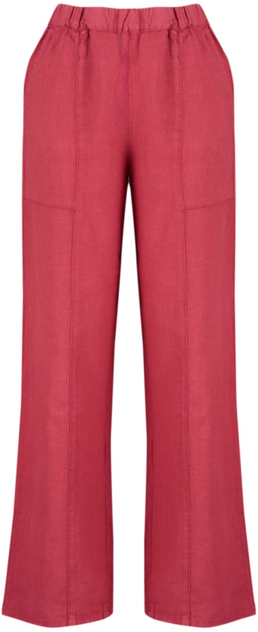 Trendyol Red 100% Linen Pocket Detailed High Waist Wide Leg Trousers