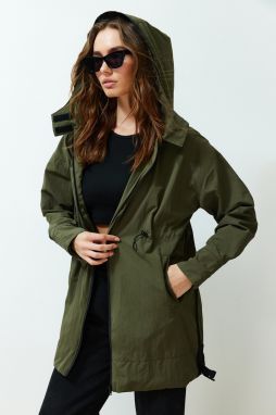Trendyol khaki nadrozmerný široký strih plášťa do dažďa