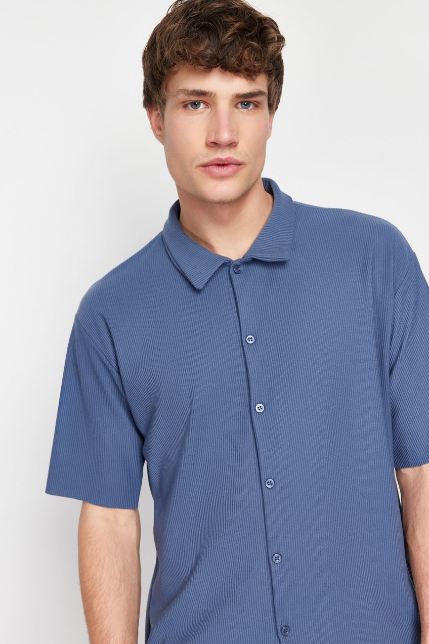 Trendyol Indigo Regular Fit Comfortable Seamless Knitted Shirt