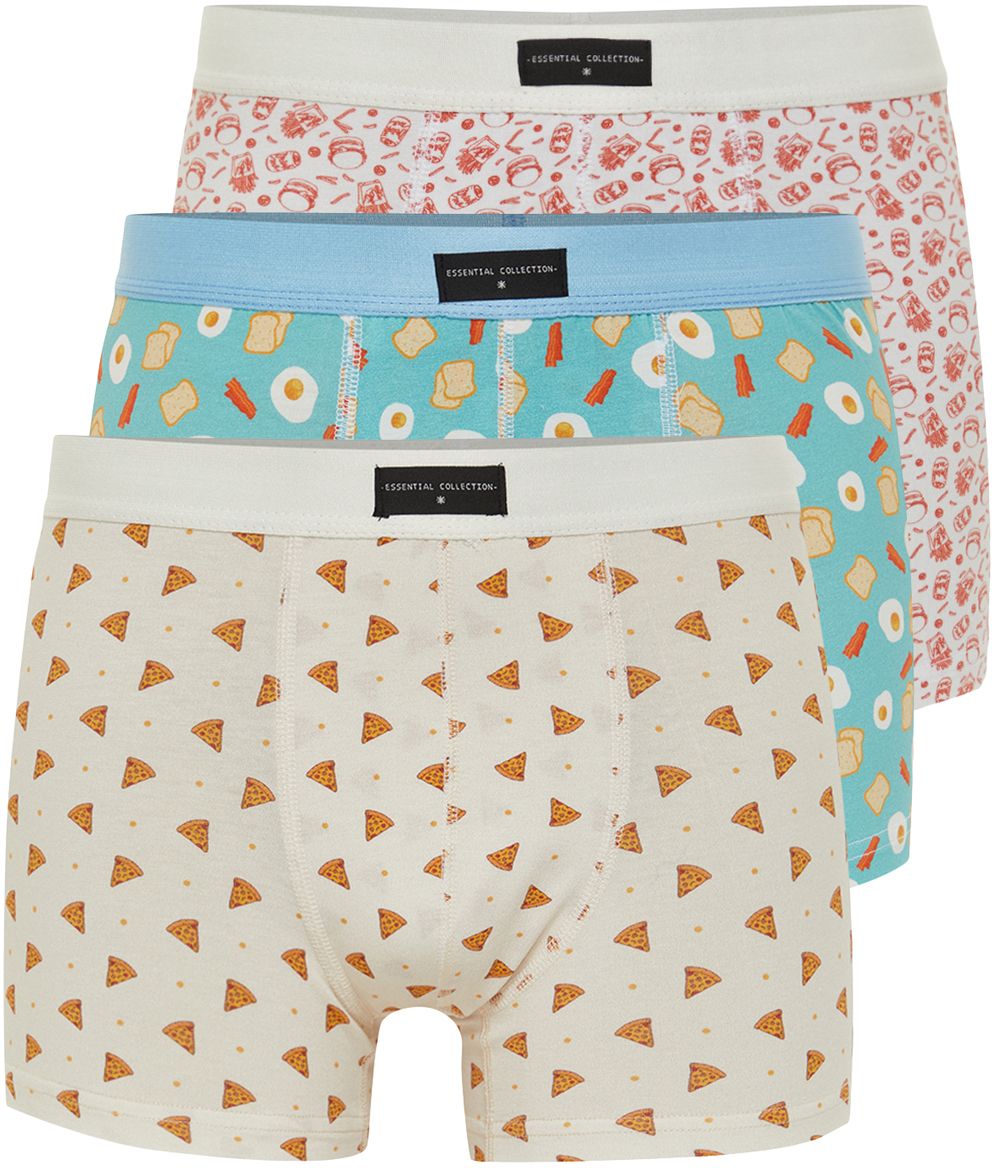 Trendyol 3-Pack Multi Color Food Patterned Cotton Boxer